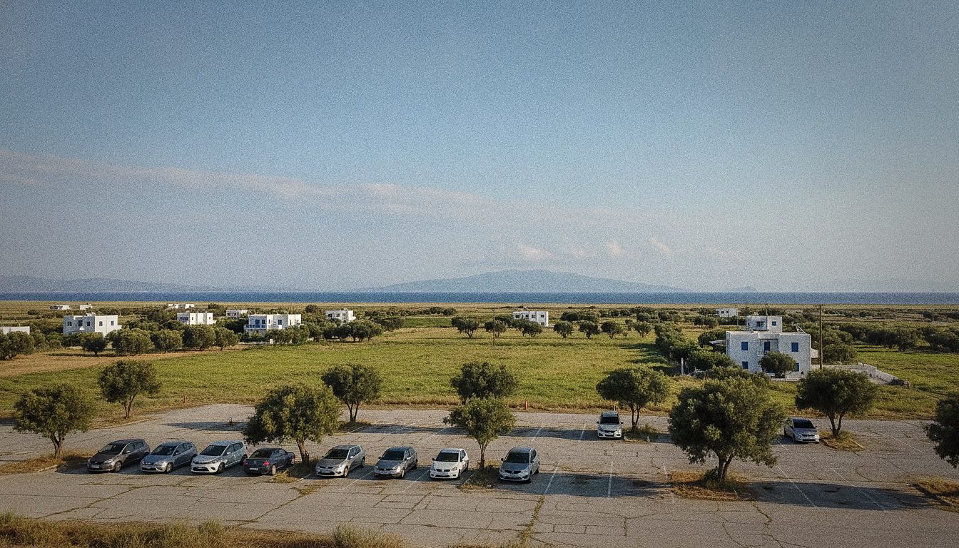 Parkplatz P1 gegenüber dem Terminal des Flughafens Kos